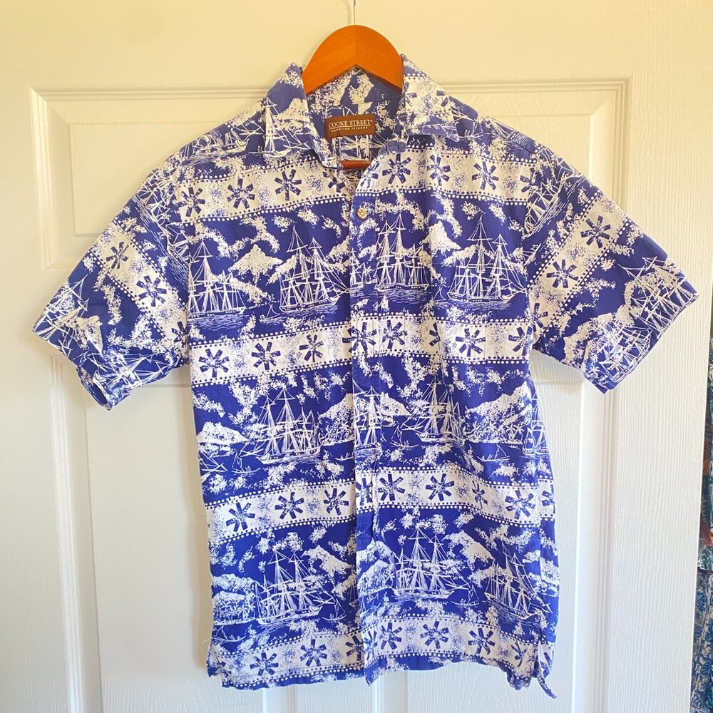 Cooke Street Sailboat Aloha Shirt – Blue M